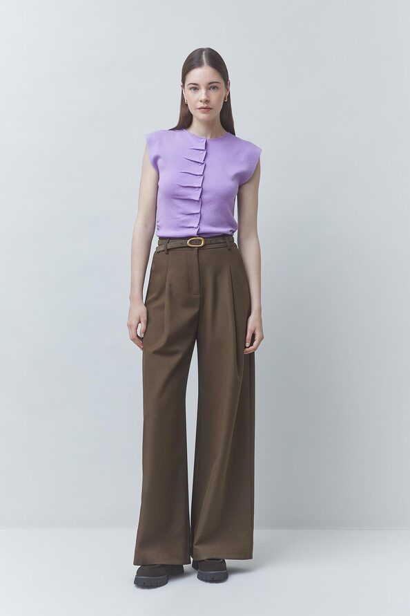 JOKER Choco wide-leg pleated pants
