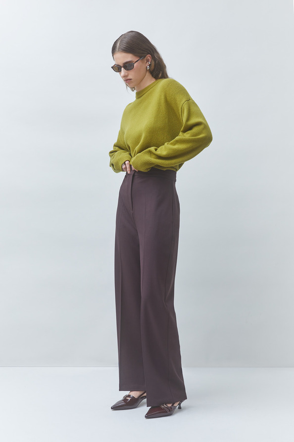 JINGLE Plain plum tailored pants