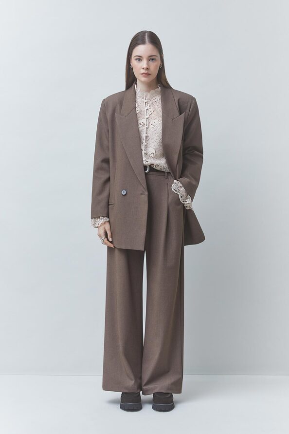 JONAS Taupe pleated suit pants