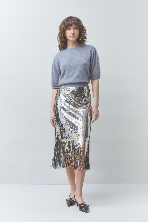 FOX Silver sequinned midi skirt
