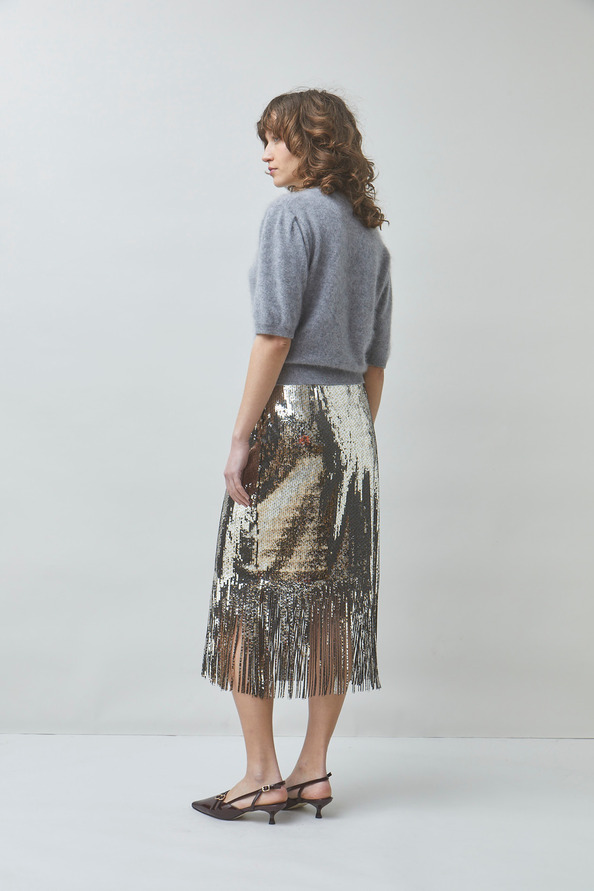 FOX Silver sequinned midi skirt