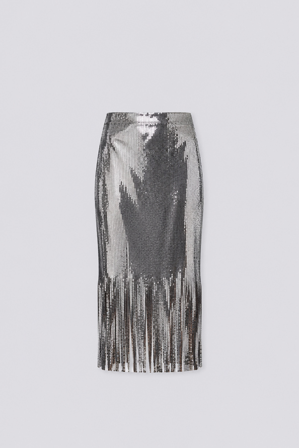 FOX Silver sequinned midi skirt