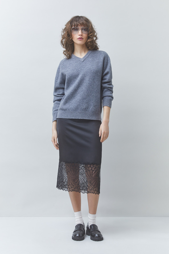 FACE Midi skirt in satin and lace