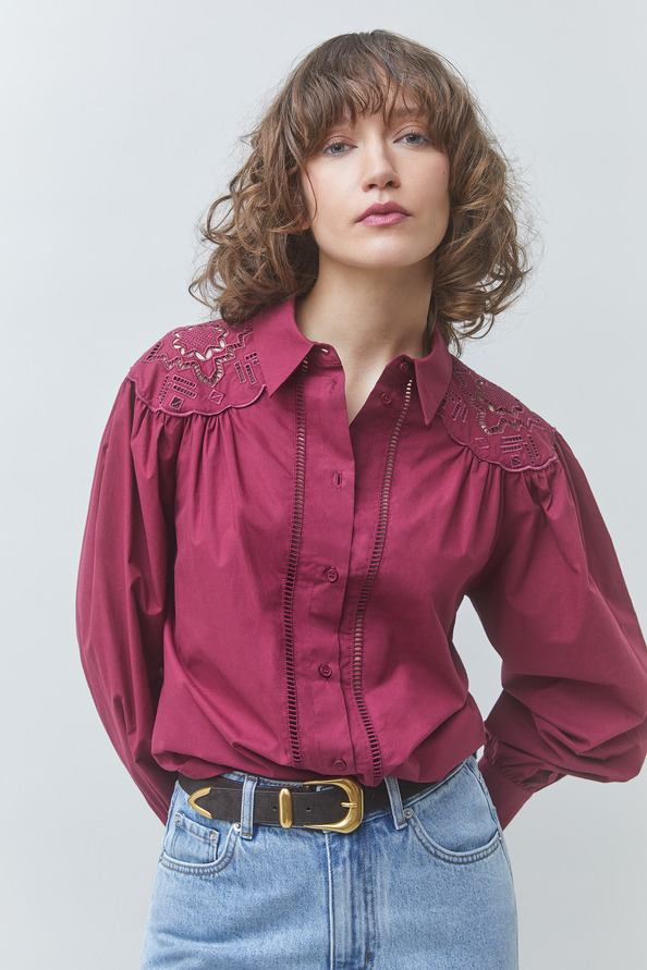 LUCKY Embroidered cotton blouse