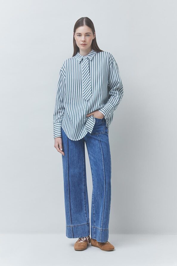 LAZAR Striped shirt with a tie detail