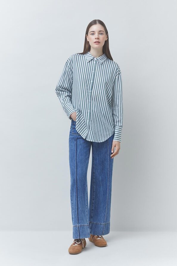 LAZAR Striped shirt with a tie detail