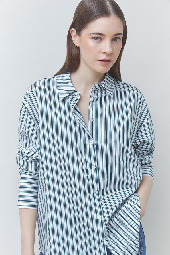 LAZAR Striped shirt with a tie detail