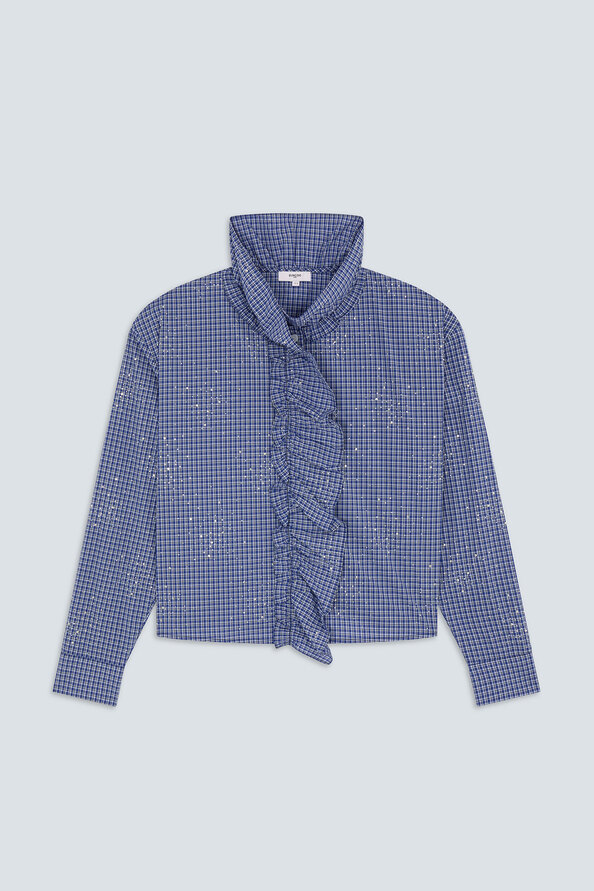 LYES Victorian-style checked shirt with rhinestones