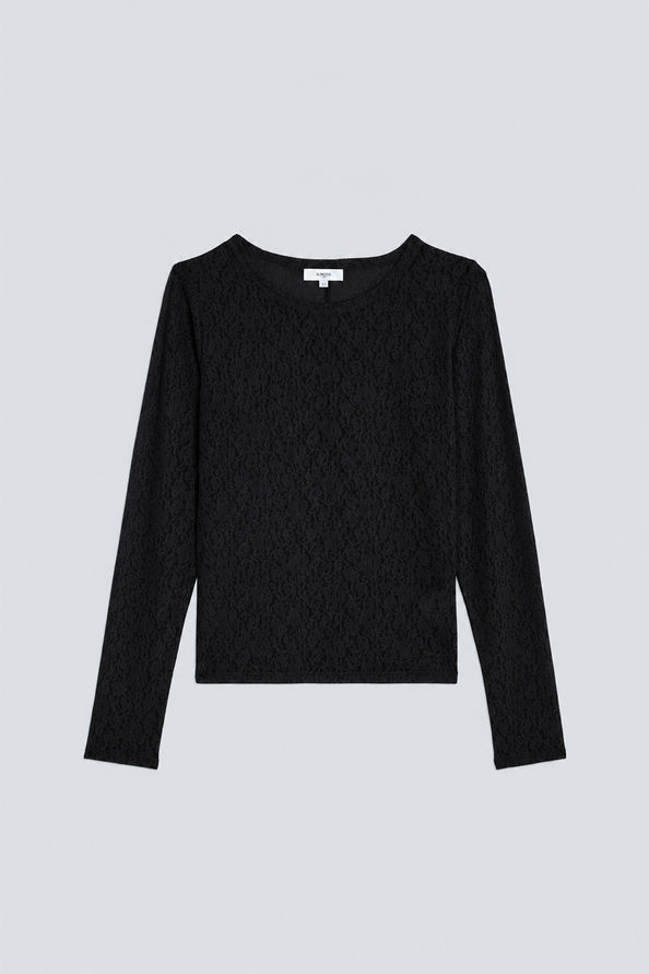 MOLLY Black stretch lace T-shirt