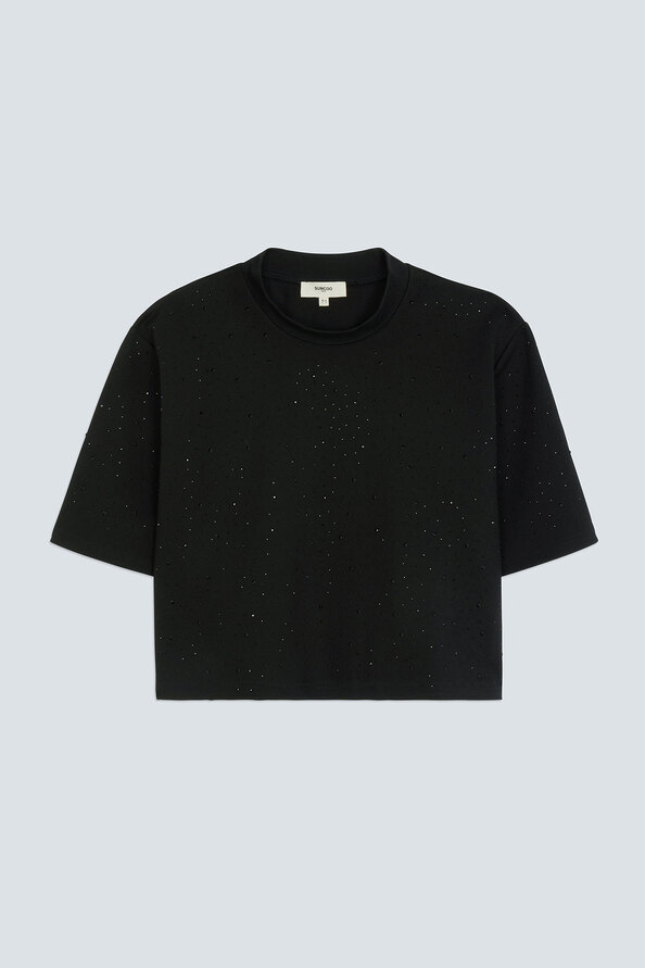 MARIUS Fancy T-shirt with black rhinestones