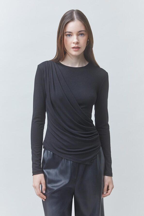 MIRKO Black draped tee-shirt
