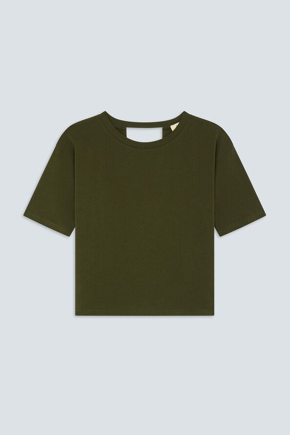 MARTI Plain khaki tee-shirt with the open back
