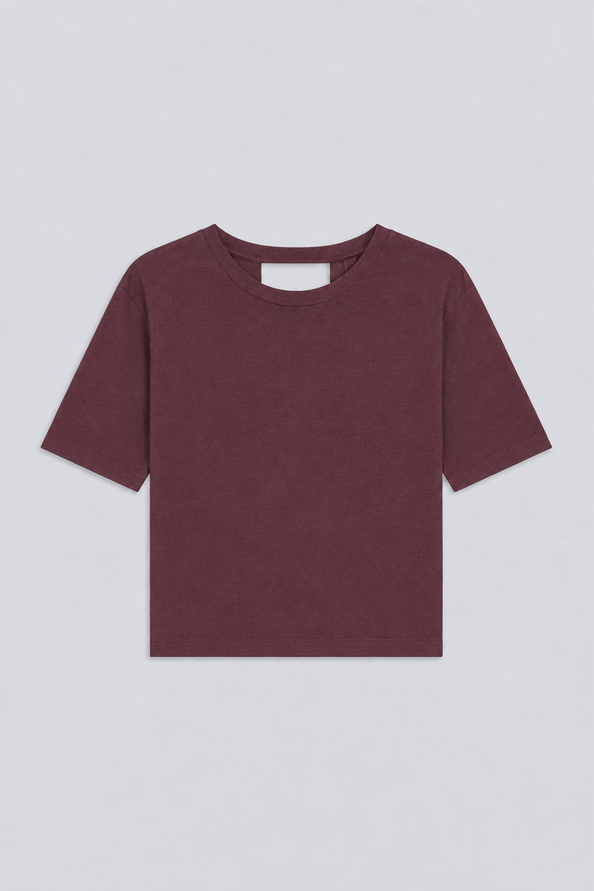 MARTI Plain plum tee-shirt with the open back