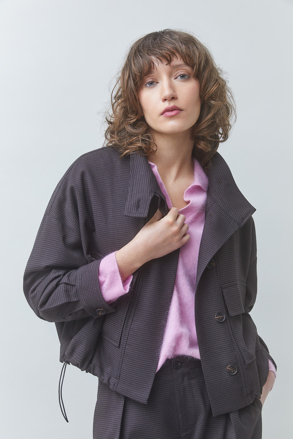 DOLLAR Choco short houndstooth jacket