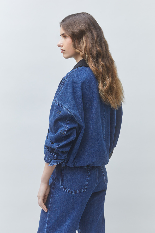 DEVON Denim jacket with black rhinestone details