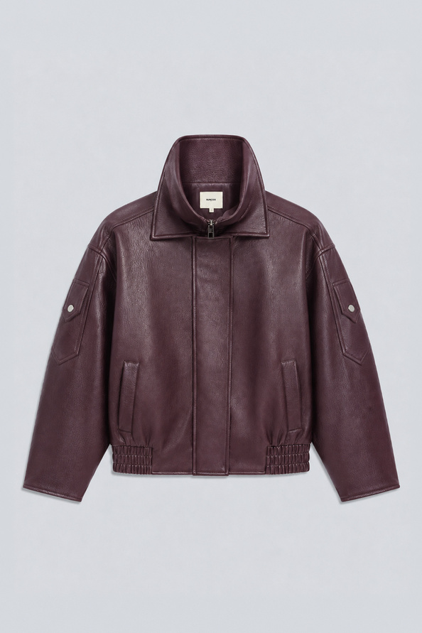 EARLY Oversized plum faux leather coat