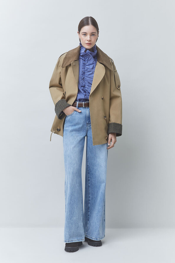 EDEN Lined checked trench coat