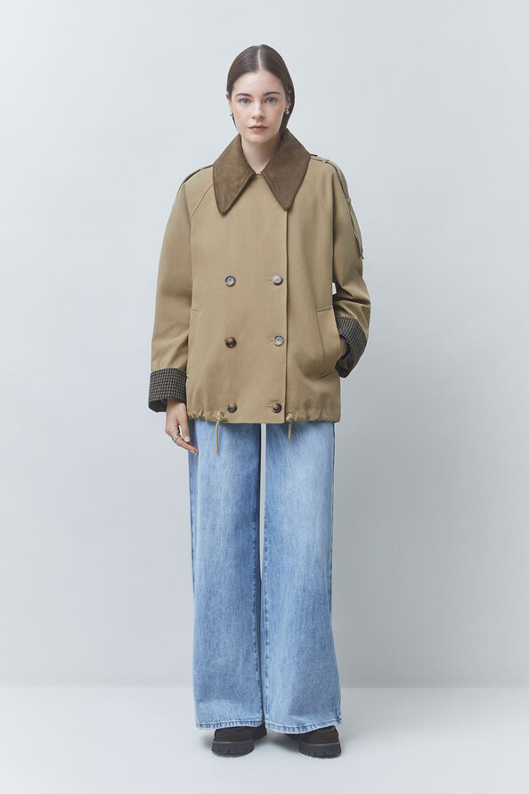 EDEN Lined checked trench coat