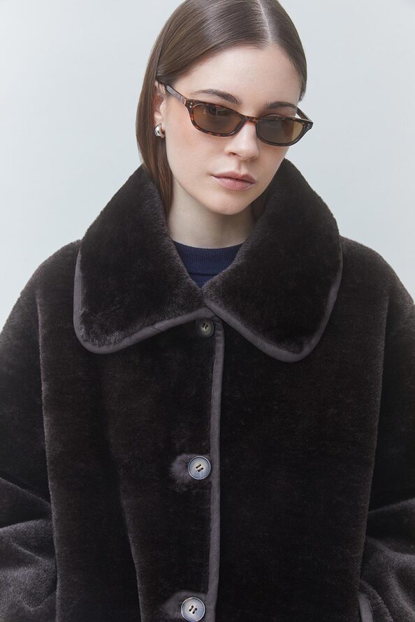 EASTER Choco faux fur coat