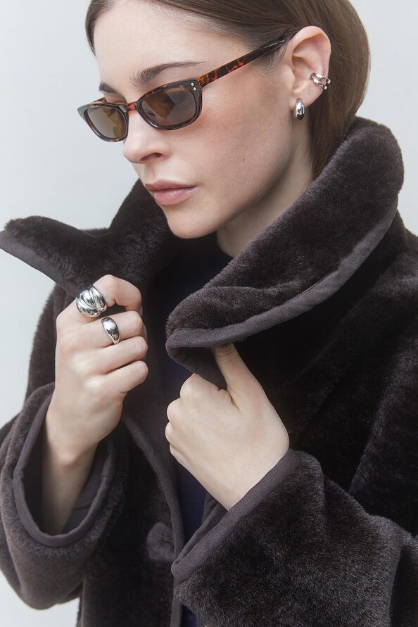EASTER Choco faux fur coat