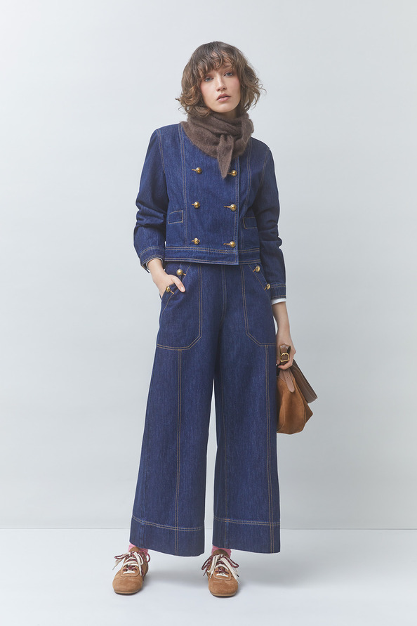 ROYAL Wide-leg jeans with gold button details