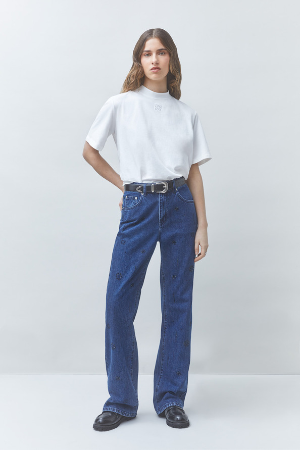 RAVEL Straight-leg jeans with black rhinestone details