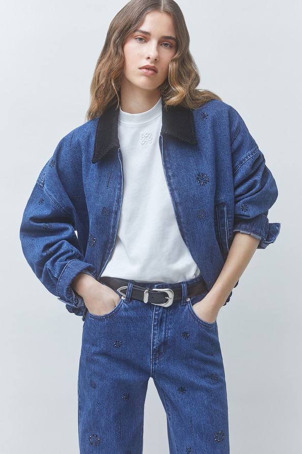 RAVEL Straight-leg jeans with black rhinestone details