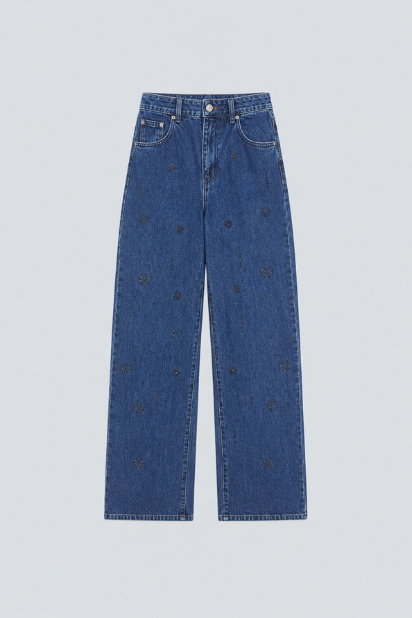 RAVEL Straight-leg jeans with black rhinestone details