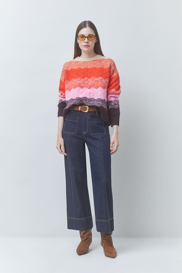 PANAYO Scalloped striped jumper