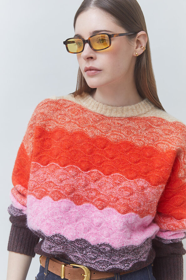 PANAYO Scalloped striped jumper