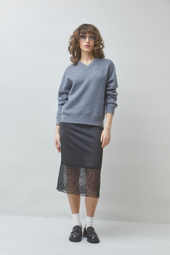 POLARI Plain mottled grey wool jumper