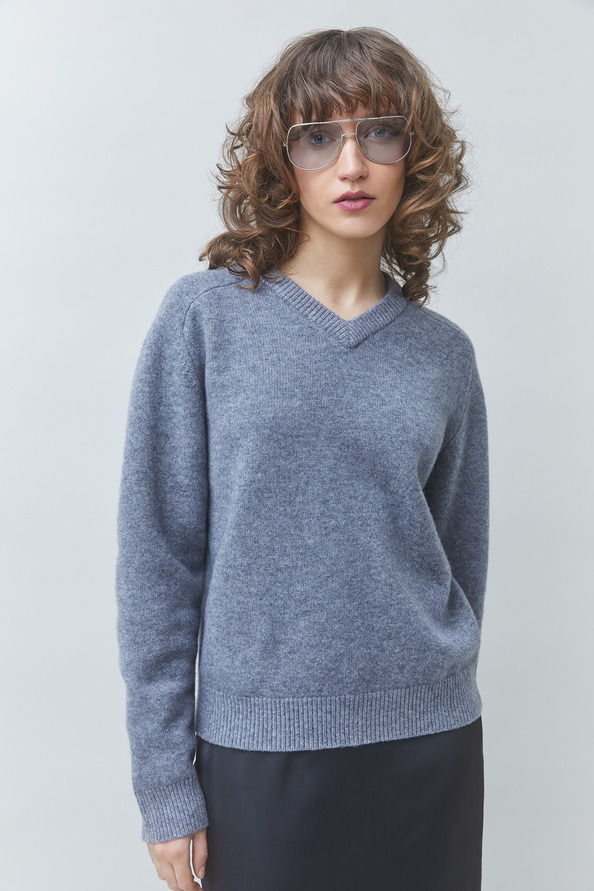 POLARI Plain mottled grey wool jumper