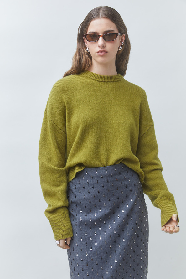 PAULVAR Plain olive wool jumper
