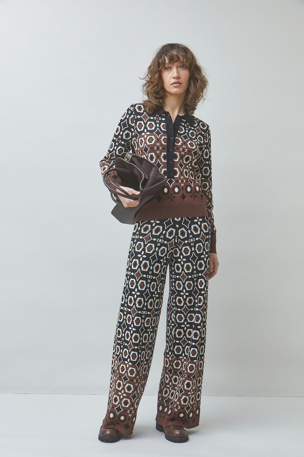 PALMAROS Fancy jacquard polo jumper