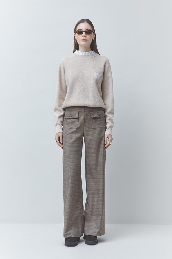 PACOLI Beige wool jumper with collar detail