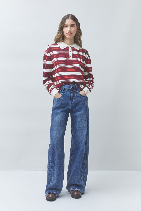 PREGO Striped polo jumper
