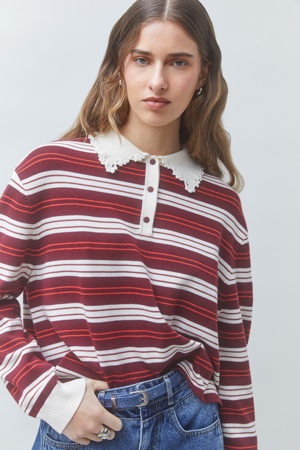 PREGO Striped polo jumper