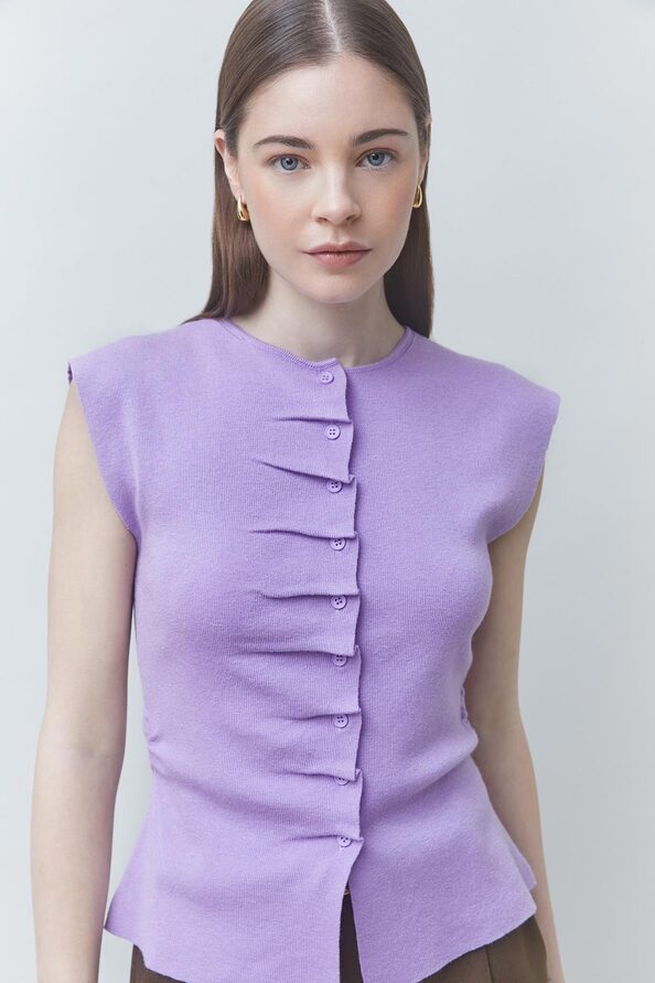 PAGNI Purple thin sleeveless button jumper