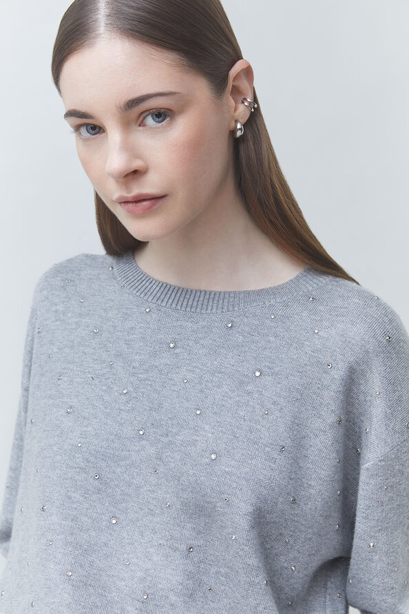 PAYETI Rhinestones jumper with the open cross-back
