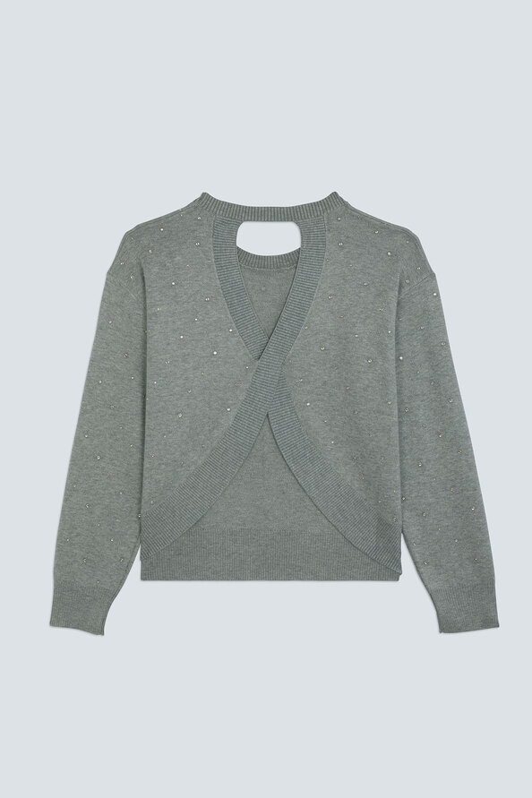 PAYETI Rhinestones jumper with the open cross-back