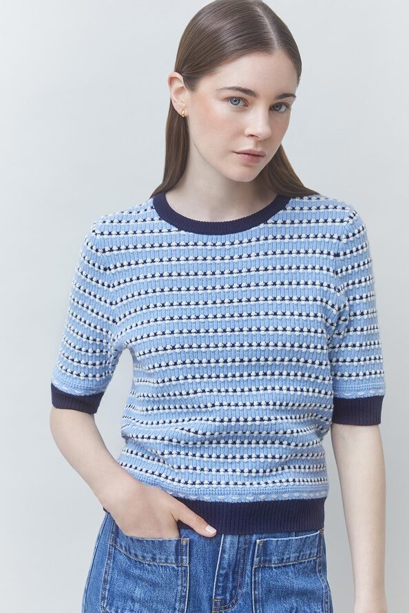 PERLY Round neck fancy jumper