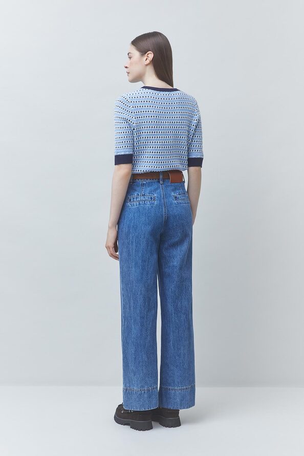 PERLY Round neck fancy jumper