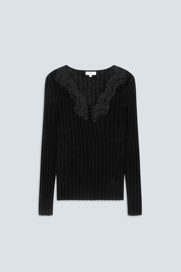 PHILDRI Thin jumper with lace neckline detail