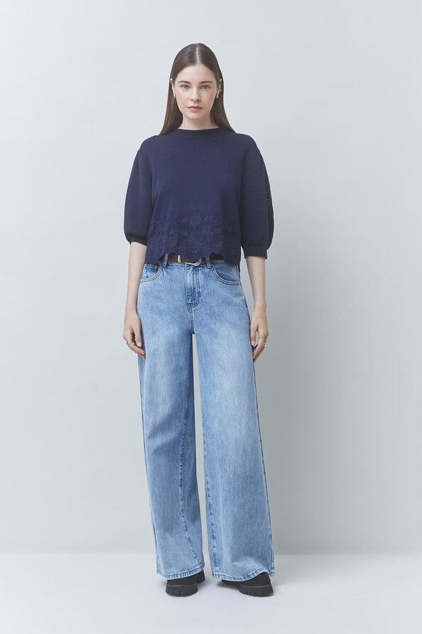 PARVI Short jumper with openwork knit details