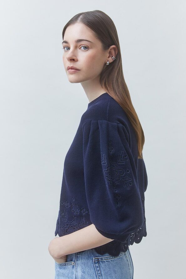 PARVI Short jumper with openwork knit details