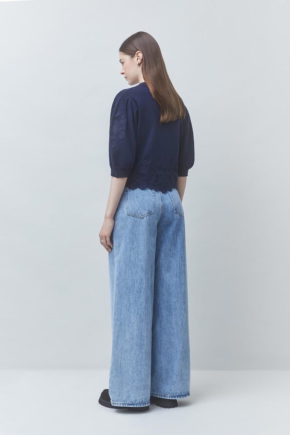 PARVI Short jumper with openwork knit details