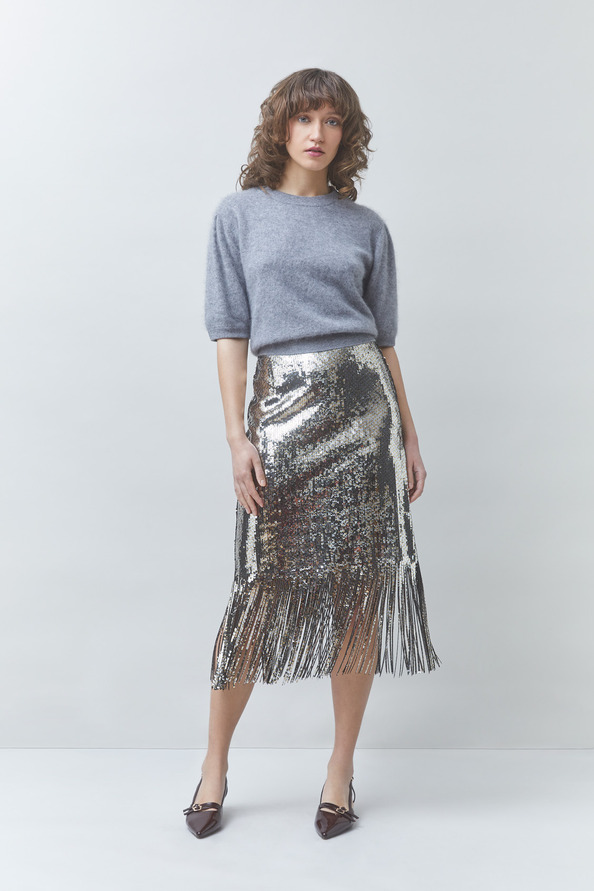 POLOV Short plain wool and cashmere jumper