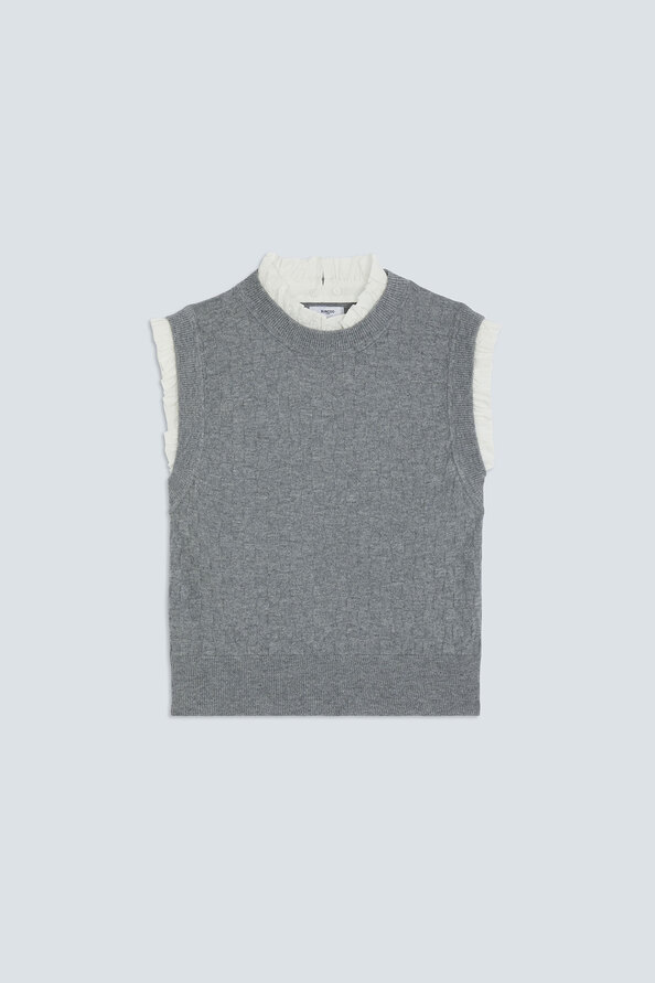 PIREO Short sleeveless jumper with ruffle details