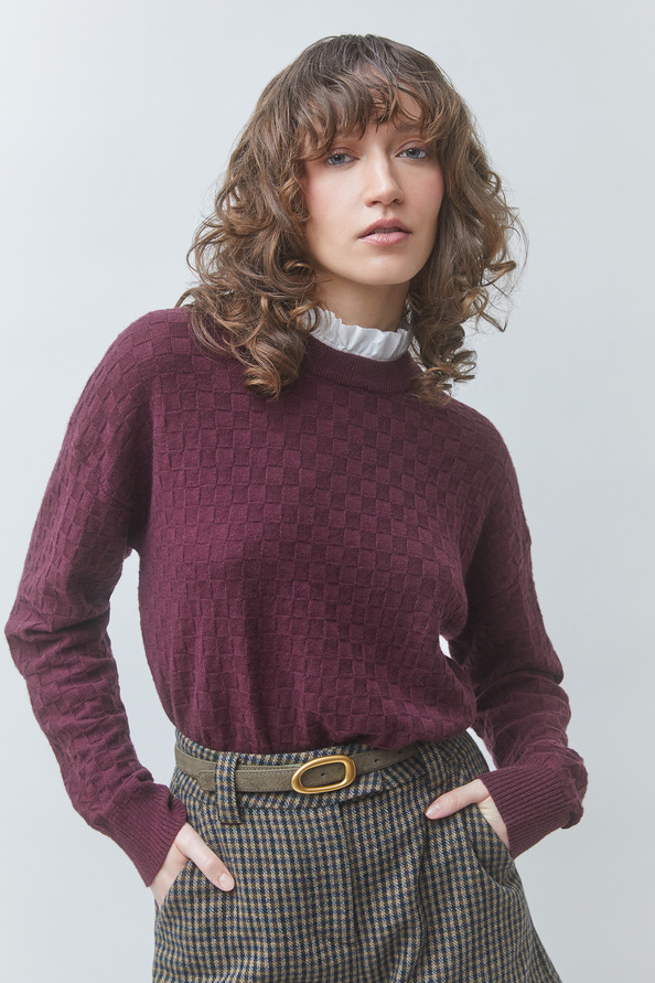PICOLA Checked jumper with the collar detail