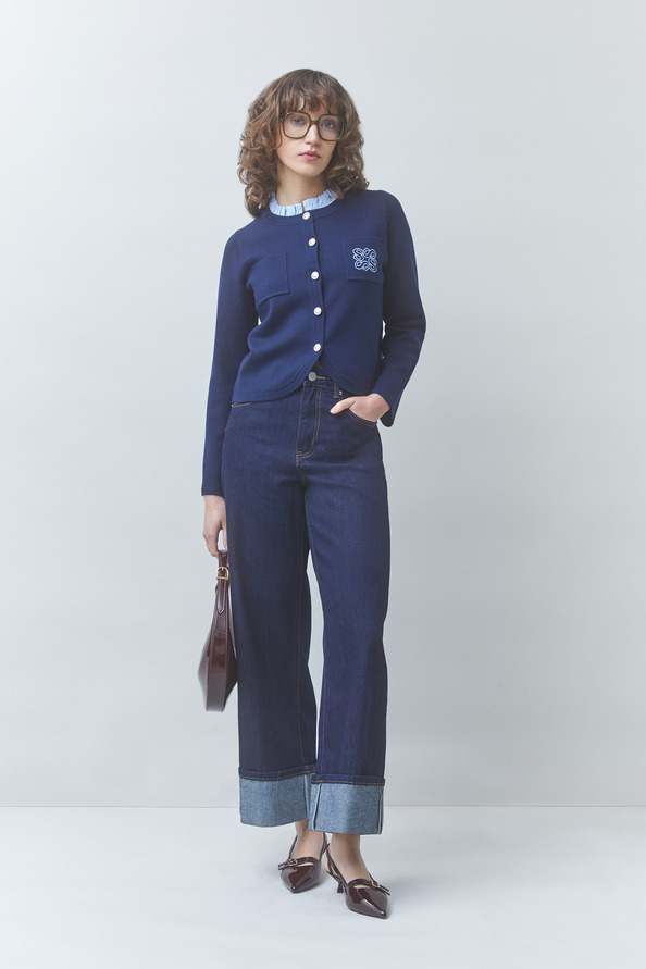 GEOLA Two-tone embroidered fancy cardigan